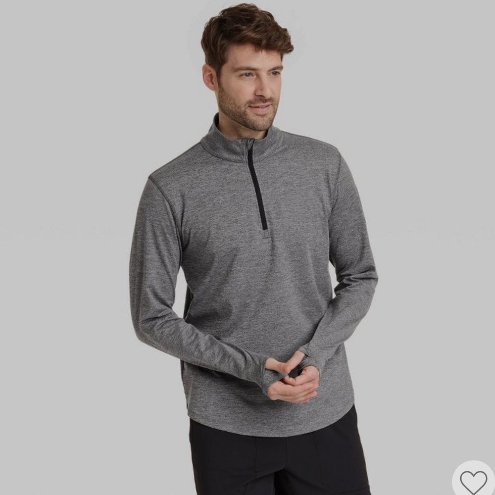 All in Motion Heathered Gray Long Sleeve Quarter Zip Top